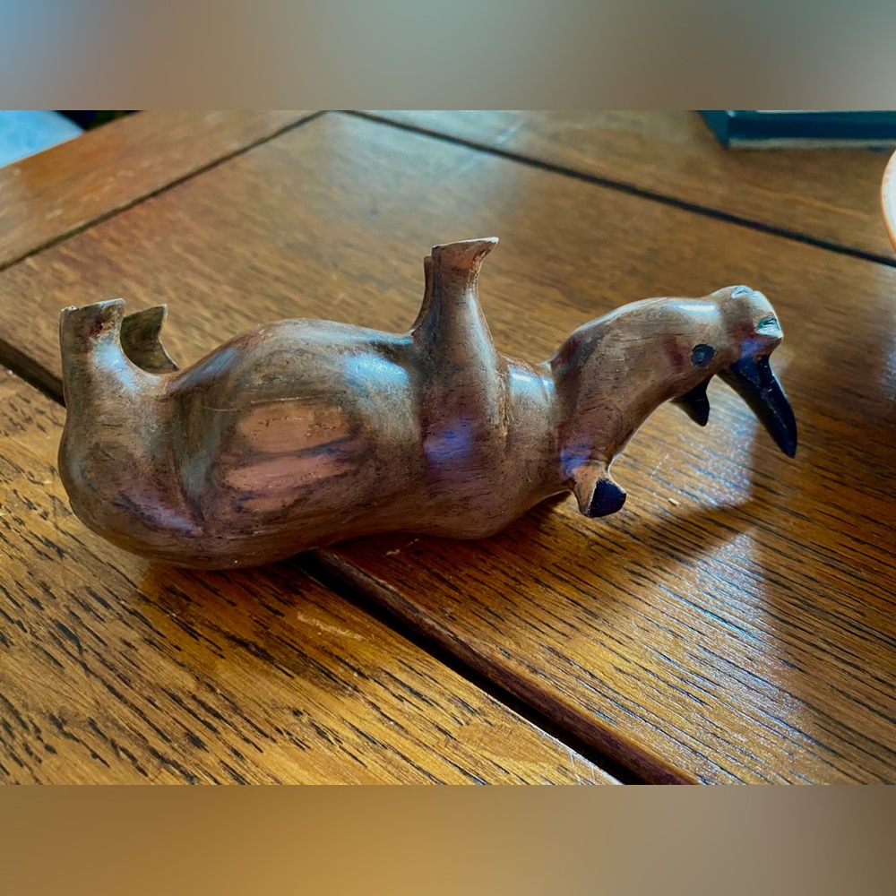 Handcarved 2 Horned African Rhino. Amazing piece of art. Wood is smooth. EC - Picture 3 of 15